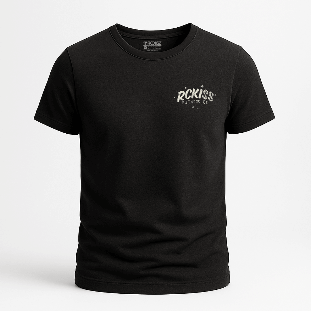 Playera NEGRA con ilustración trasera de una mujer estilo pin-up levantando barra con pesas y texto “Fran’s Plate Cleaners”, “These are the only plates we clean” y “Call now! 21-15-09”. Estilo retro, temática de CrossFit.