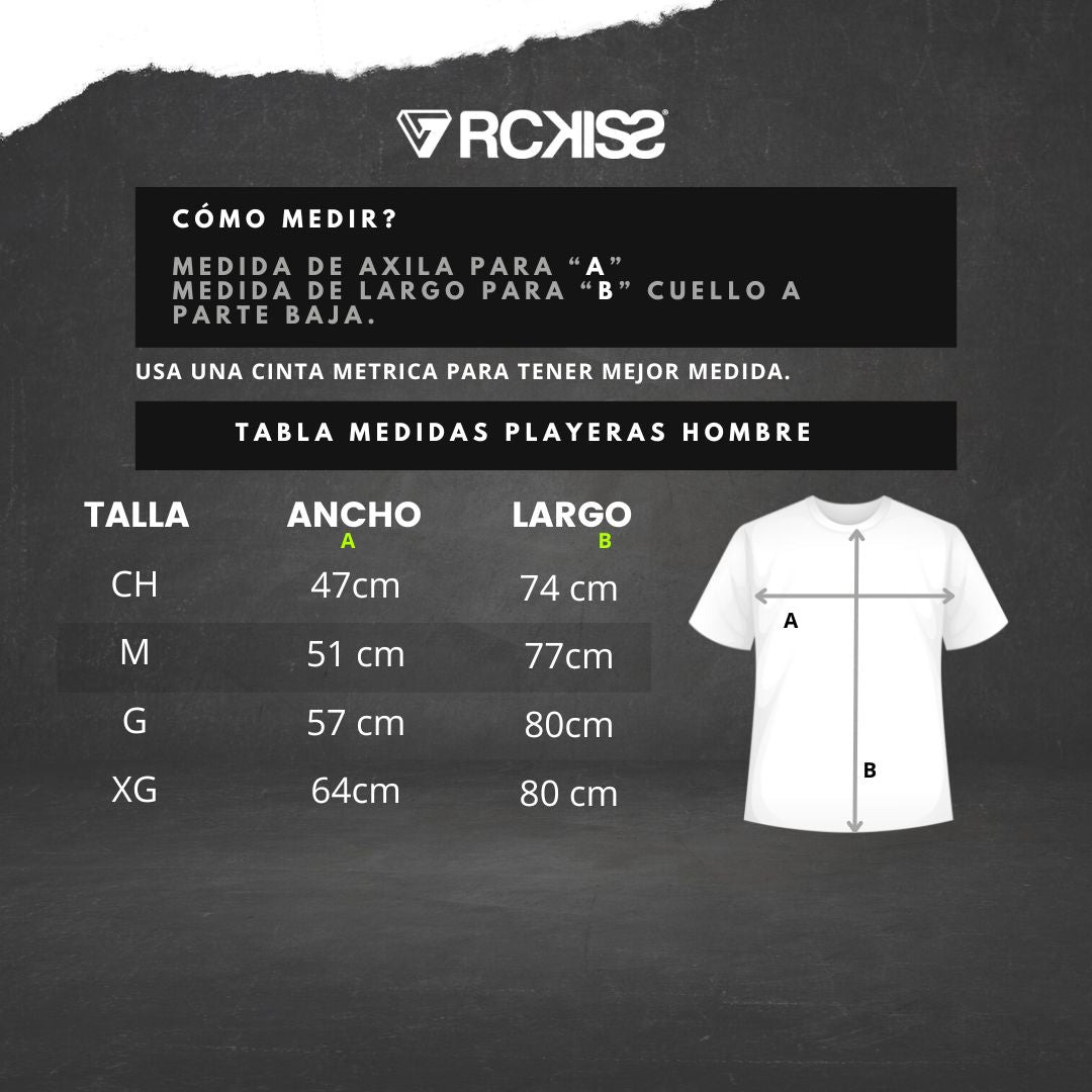 tabla de medidas estandar playeras fit  RCKISS