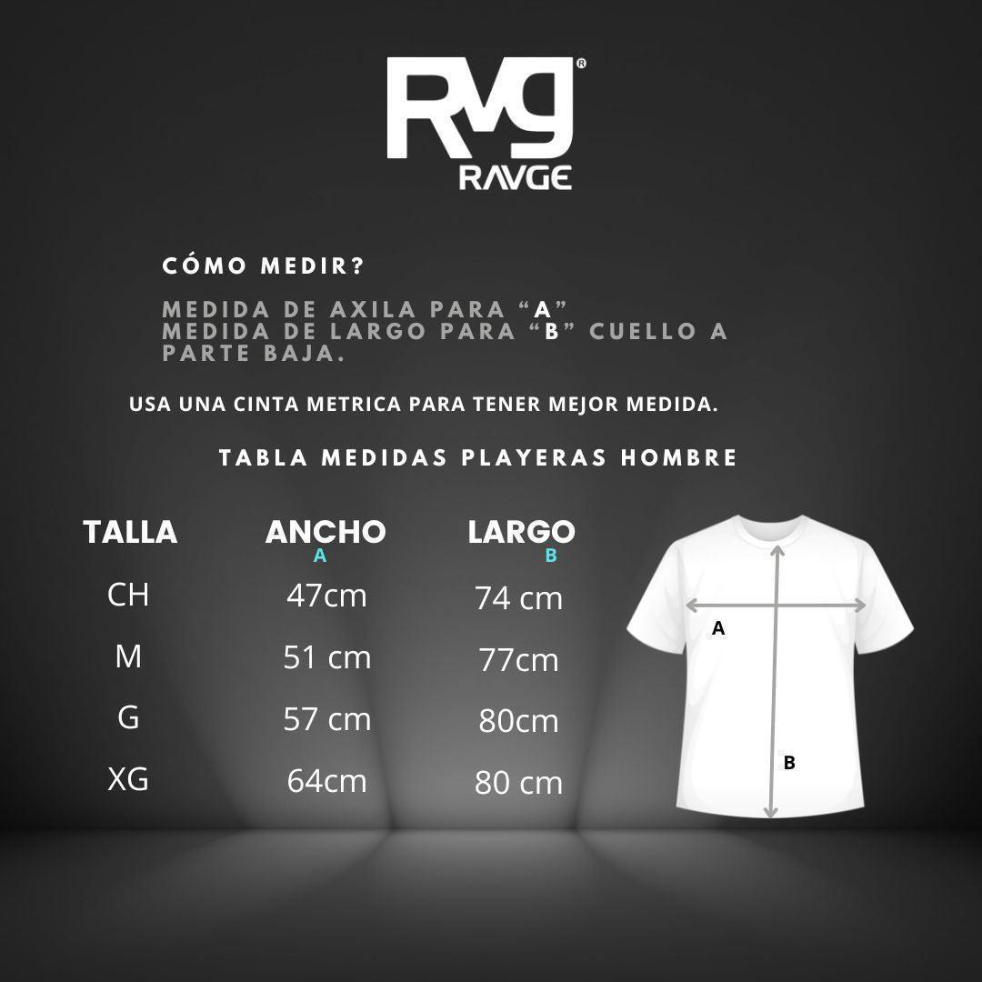 tabla de medidas para playeras ravge corte regular hombre