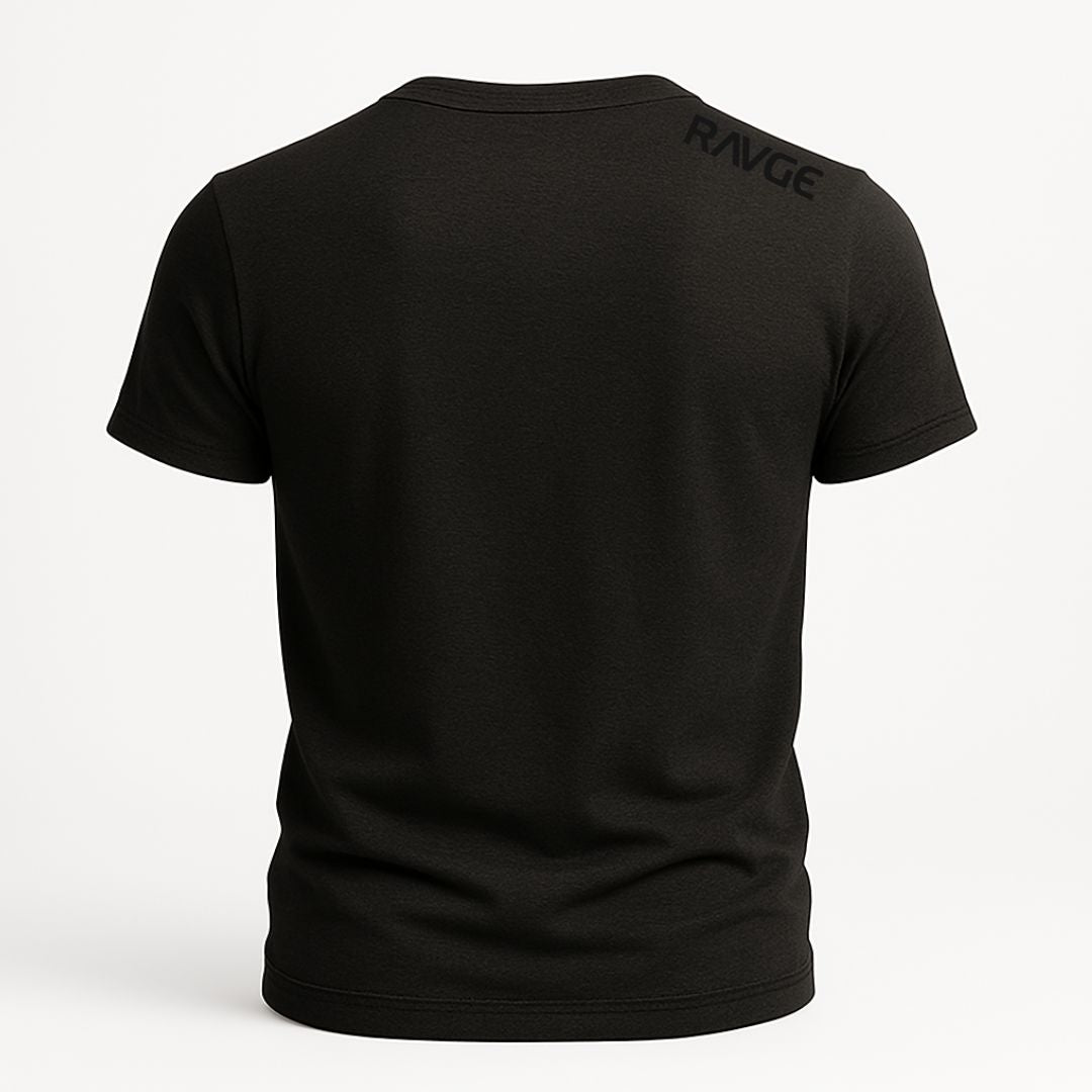 espalda playera negra ravge