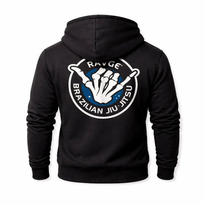 Sudadera Jiujitsu RVG RAVGE Rckiss, diseño trasero mano BJJ, negro, hoodie Brazilian Jiu-Jitsu