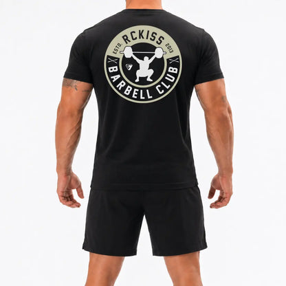 PLAYERA BARBELL BADGE RCKISS