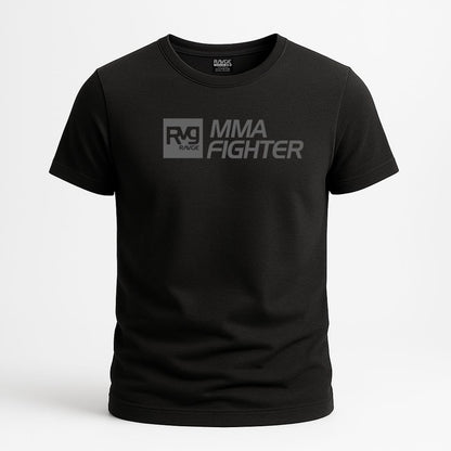 playera negra ravge logotiipo mma fighter en color gris