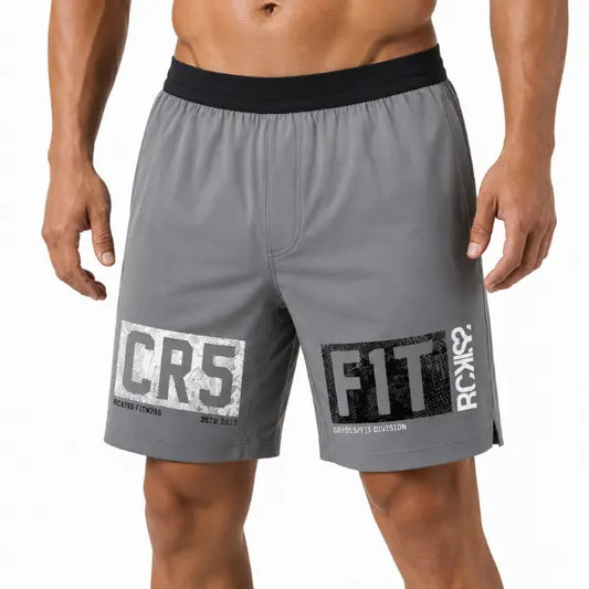 Atleta usando el Short RCKISS CF Series BANDOLERO color Gris, corte largo 17 pulgadas para crossfit y gym