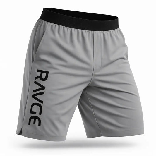 Short RVG Titanium RAVGE Rckiss, color gris plateado, vista lateral, short MMA entrenamiento