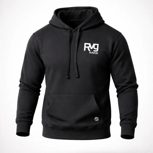 Sudadera Martial Clan RVG RAVGE Rckiss, vista frontal con logo RVG en pecho, color negro, hoodie MMA